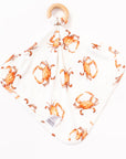 Orange Crab Bamboo Lovie with Wooden Ring