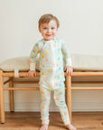 Blue Birthday Print Double Zipper Bamboo Sleeper