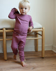 Mulberry Ribbed Solid 2 Piece Bamboo Pajama Set