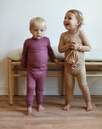 Mulberry Ribbed Solid 2 Piece Bamboo Pajama Set
