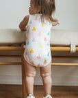 Pink Birthday Print Bamboo Henley Onesie with Snaps