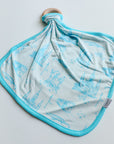 Blue Toile Bamboo Lovie with Wooden Ring