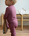 Mulberry Ribbed Solid 2 Piece Bamboo Pajama Set