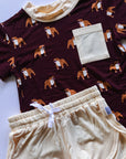 Maroon Bulldog Bamboo Varsity Short Set - T-shirt & Shorts
