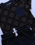 Fleur de lis Bamboo Varsity Short Set - T-shirt & Shorts