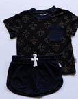 Fleur de lis Bamboo Varsity Short Set - T-shirt & Shorts