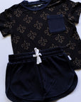 Fleur de lis Bamboo Varsity Short Set - T-shirt & Shorts