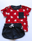Red Bulldog Bamboo Varsity Short Set - T-shirt & Shorts