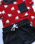 Red Bulldog Bamboo Varsity Short Set - T-shirt & Shorts