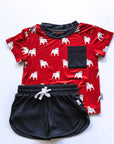 Red Bulldog Bamboo Varsity Short Set - T-shirt & Shorts
