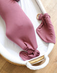Mulberry Ribbed Bamboo Lovie with Wooden Ring