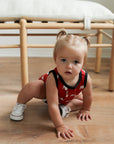Red Bulldog Bamboo Henley Onesie with Snaps