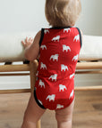 Red Bulldog Bamboo Henley Onesie with Snaps