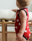 Red Bulldog Bamboo Henley Onesie with Snaps
