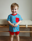 Red Arch Bamboo Varsity Short Set - T-shirt & Shorts