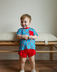 Red Arch Bamboo Varsity Short Set - T-shirt & Shorts