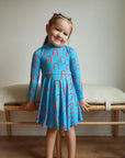 Red Arch Bamboo Turtleneck Twirl Dress