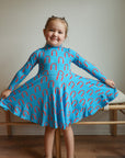 Red Arch Bamboo Turtleneck Twirl Dress