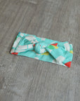 Blue Snowball Bamboo Bow Headband