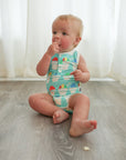 Blue Snowball Bamboo Henley Onesie with Snaps
