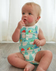 Blue Snowball Bamboo Henley Onesie with Snaps