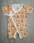 Orange Bunny Bamboo Kimono Onesie with Snaps