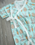 Blue Bunny Bamboo Kimono Onesie with Snaps