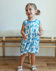 Blue Crab Bamboo Tiered Twirl Dress - with Pockets