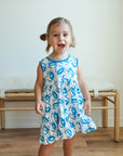 Blue Crab Bamboo Tiered Twirl Dress - with Pockets