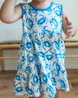 Blue Crab Bamboo Tiered Twirl Dress - with Pockets