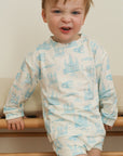 Blue Toile Bamboo Sweatshirt Set - Top & Bottom