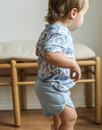 Blue Oyster Bamboo Varsity Short Set - T-shirt & Shorts