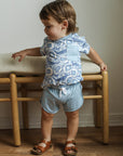 Blue Oyster Bamboo Varsity Short Set - T-shirt & Shorts