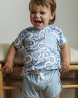 Blue Oyster Bamboo Varsity Short Set - T-shirt & Shorts