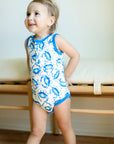 Blue Crab Bamboo Henley Onesie with Snaps