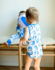 Blue Crab Bamboo Henley Onesie with Snaps