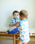 Blue Crab Bamboo Henley Onesie with Snaps