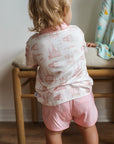 Pink Toile Bamboo Varsity Short Set - T-shirt & Shorts