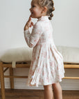 Pink Toile Bamboo Turtleneck Twirl Dress