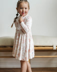 Pink Toile Bamboo Turtleneck Twirl Dress