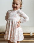 Pink Toile Bamboo Turtleneck Twirl Dress