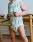 Blue Bunny Bamboo Henley Onesie with Snaps
