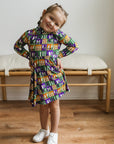 Mardi Gras Houses Bamboo Turtleneck Twirl Dress