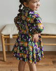 Mardi Gras Houses Bamboo Turtleneck Twirl Dress