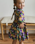 Mardi Gras Houses Bamboo Turtleneck Twirl Dress