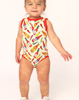 Hot Sauce Bamboo Henley Onesie with Snaps