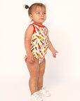 Hot Sauce Bamboo Henley Onesie with Snaps