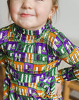 Mardi Gras Houses Bamboo Turtleneck Twirl Dress