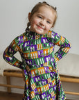 Mardi Gras Houses Bamboo Turtleneck Twirl Dress