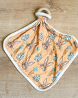 Orange Bunny Bamboo Lovie with Wooden Ring